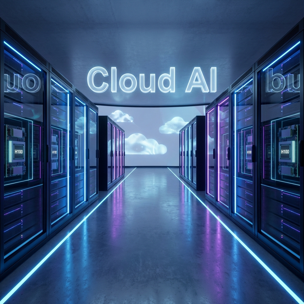 Cloud AI data center with H100 GPU servers